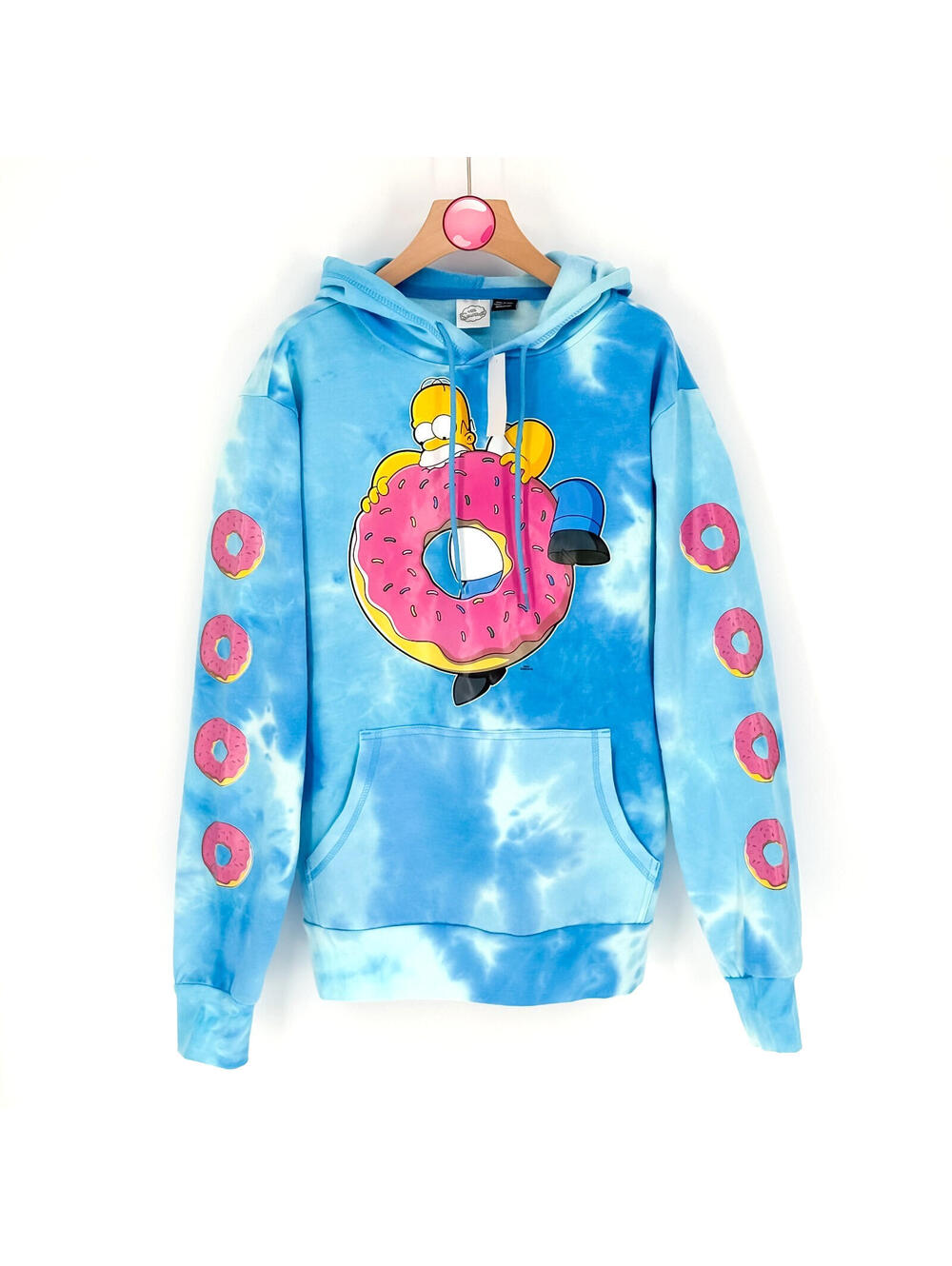 The Simpsons Homer Donut Tie Dye Hoodie Cartoon‎ Streetwear Mens Small NWT